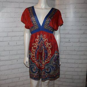 🧡💙 Forever 21 Midi Dress · Orange & Blue · Size M